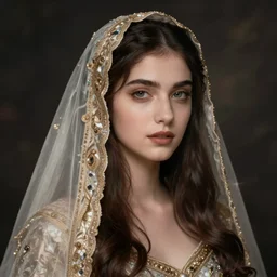 portrait of a beautiful veiled widow girl ghost