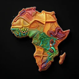 a extremely ultra highly detailed hi - res ultra highly detailed colorful logo of africa black backround, zoom out, 8 k, high textures, ultra hyper sharp, insanely detailed and intricate, super detailed, 8 k hdr ultra high quality polygon digital art,