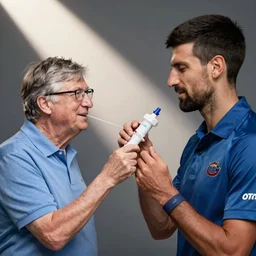 bill gates vaccinating Novak Djokovitch at US open