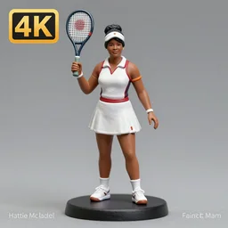80mm resin detailed Miniature of a Hattie McDaniel in detailed tennis wear ;Miniature product Photo, Logo, 4K, Full body