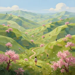 a hyper - detailed 3 d render like a oil painting of spring in the low - poly hills, surrealism!!!!! surreal concept art, lifelike, photorealistic, digital painting, aesthetic, smooth, sharp focus, artstation hd, by greg rutkowski, chris tulloch mccabe, valentina remenar, krenz cushart and asher duran,