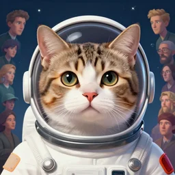head and shoulders masterpiece portrait of a cute adorable cat wearing a spacesuit, surreal background, digital art by krenz cushart,, moebius, greg rutkowski, zabrocki, karlkka, jayison devadas, phuoc quan, trending on artstation, 8 k, cgsociety,