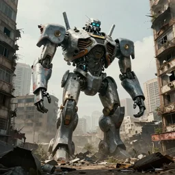 a decaying gigantic Robot dystopian wasteland, urban neighborhood, ghetto hyperrealism photorealistic photography hyper real resolution cinematic
