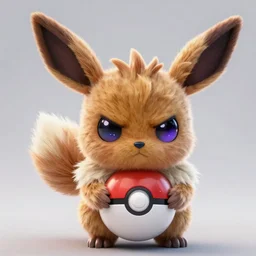 fan artist rendering of an angry fuzzy eevee evil pokeball eevee high resolution eevee CGsociety UHD 4K highly detailed, intricate heterochromia sad, watery eyes