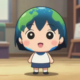 chibi, anime portrait of earth - chan!!!, arts station, ( ( ( blurred ) ) ), high quality, cinematic!!!