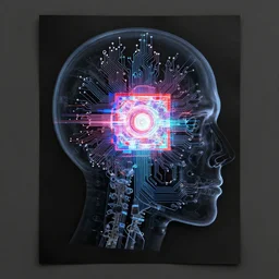 x - ray of human head, black paper, glitch core, circuitry, sculpture physical based render, redshift, cybernetic flower punk futurism, paranoid critical method, holography, hyper - maximal, surrealism