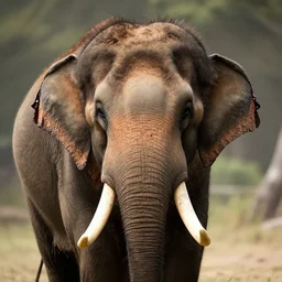 face of a hairy wooly mammoth elephant
