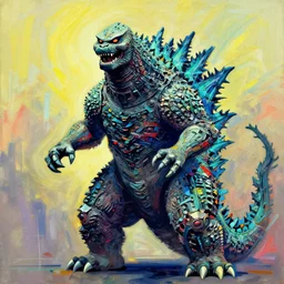 godzilla portrait by jackson pollock