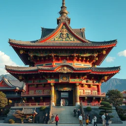 colourful japanese temple in the style of android jones, 1 6 k, ultra detailed, ultra intricate, artstation