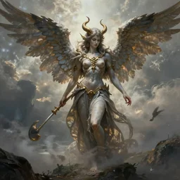 hybrid of a angel and demon, by Raymond Swanland
