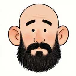 bald man with big ears and a fumanchu beard drawn in the style of mike judge