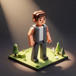 low polygon rick astley, isometric view