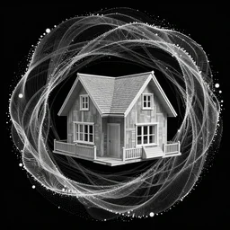 house inspired by artistic data art, generative, particle waves, spirals
