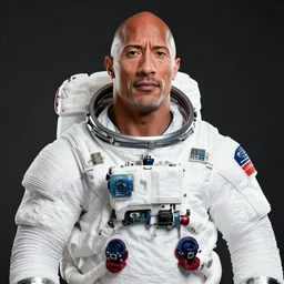 A photo of Dwayne Johnson in a spacesuit