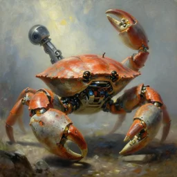 a futuristic crab robot detailed painting, epic lighting, by ilya repin, phil hale and kent williams