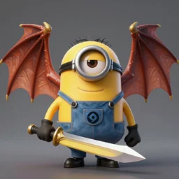 the minion king in draconic armor portrait, seriously imposing, symmetric dragon wings, holding banana sword, bulky, burly, badass, high fantasy, extremely detailed, sharp focus, smooth, digital illustration, by rossdraws, frank franzzeta, kim jung gi, pixar, disney, dreamworks, artgerm