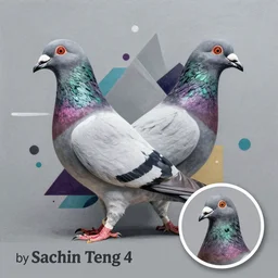 real Pigeon profile picture by Sachin Teng, asymmetrical, Organic bird Painting , Matte Painting, geometric shapes, hard edges, graffiti, street art:2 by Sachin Teng:4