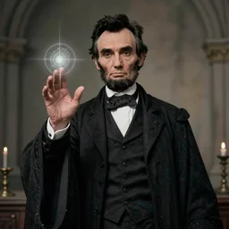photo of president abraham lincon as a sorcerer casting a magic spell