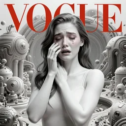 crying! android! woman, octane render, fantasy, concept art, pose, photorealistic, cover shot, interstellar, intricate detailed environment. vogue, ( ( ( el dia los muertos ) ) ), 8 k, hd. by terry o'neill and artgerm and wlop and loish and rutkowski and mucha
