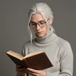 portrait of ciri wearing a cozy turtleneck reading a book wearing nerdy glasses, marcin blaszczak, michael whelan, artgerm, artstation