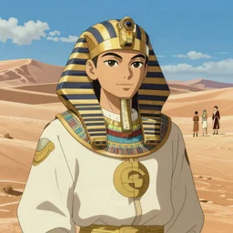 an anime portrait of Haku from Spirited away as a rich egyptian prince in the desert, by Stanley Artgerm Lau, WLOP, Rossdraws, James Jean, Andrei Riabovitchev, Marc Simonetti, and Sakimichan, trending on artstation