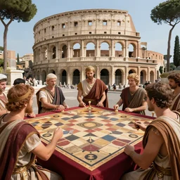ancient romans playing the game show jeopardy in ancient rome