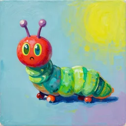 a toy caterpillar designed by picasso warhol / pop art must be used for good results painting