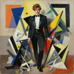 a messy painting of prince in the style of laszlo moholy - nagy and noriyoshi ohrai, trending on artstation, highly detailed, digital art
