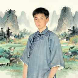 a portrait of a character in a scenic environment by guangxi cai