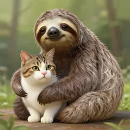 hybrid between a sloth and a cat. photorealistic, natural lighting, highly detailed digital painting. artstation.