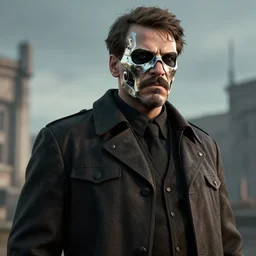 Cinematic shot of Joseph Stalin Terminator, hd 4k, AAA game, octane render