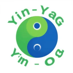 A green and blue yin-yang logo with the word Yin-Yang written around it