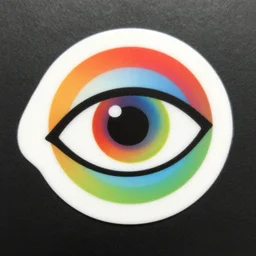 computer eye, centred, logo, label, print, colorfull