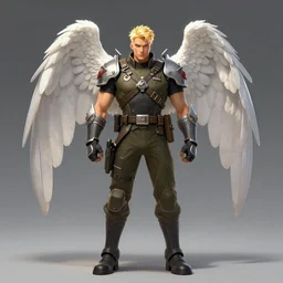 concept art of a male blond angel military commander overwatch character