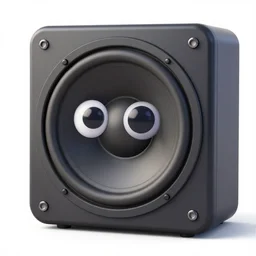 a cartoon version of a subwoofer with big eyes