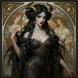 злая санса демон, intricate, elegant, highly detailed, digital painting, artstation, concept art, smooth, sharp focus, seductive illustration, art by artgerm and greg rutkowski and alphonse mucha and william - adolphe bouguereau