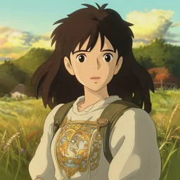 gorgeous anime girl, countryside backdrop, art by studio ghibli and ilya kuvshinov, portrait, intricate, golden hour lighting. highly detailed, sharp focus, digital painting, trending on pixiv fanbox, trending on artstation, concept art, sharp focus, illustration art by artgerm and greg rutkowski and alphonse mucha