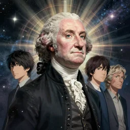 ultra realist photographer george washington by dan mumford, yusuke murata, makoto shinkai, ross tran, cosmic, heavenly, god rays, intricate detail, cinematic, 8 k, cel shaded, unreal engine, featured on artstation, pixiv