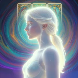 side portrait, imogen poots paladin, gloomhaven, soft, smooth, luminescent, art nouveau tarot, backlit glow, colorful swirly ripples, vaptorwave colors!, aesthetic octane render, unreal engine, 8 k, by greg rutkowski, jesper ejsing, rhads, lois van baarle, ilya kuvshinov