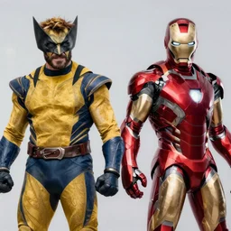 wolverine versus iron man, 4k realistic photo