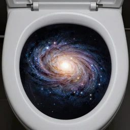 a galaxy in a toilet, cinematic, realistic, intricate detail, finely detailed, small details, extra detail, photorealistic, symmetrical, high resolution, 3D, PBR, path tracing, volumetric lighting, octane render, arnold render, 8k
