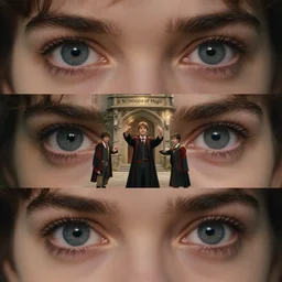 sharp, highly detailed, 6 5 mm freeze frame, from a 2 0 1 9 sci fi color movie, set in 1 8 5 0 in an alternate universe, mid distant shot of three students practicing magic, outside the'school of magic ', 1 8 5 0 s era clothing, cinematic lighting, in focus, detailed eyes, 3 5 mm macro lens, live action, award winning lighting, award winning photography