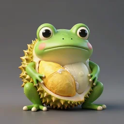 a frog shaped like a durian fruit 6 0 % durian, 4 0 % frog hybrid