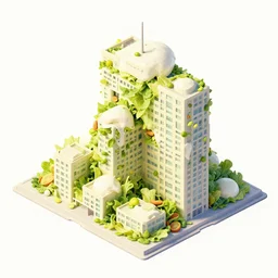 a giant salad that is the size of a building, with mozzarella and a lot of sauce, small people around, culinary art photography, award winning photography