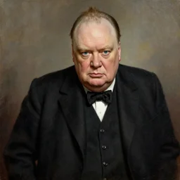 A painting of Winston Churchill during the Second World War, realistic, detailed, 4k, HDR