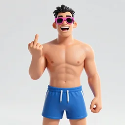 duke nukem wearing shorts, pink sunglasses, drinking vodka, showing middle finger, laughing at his house being on fire, high quality, very detailed, a beautiful photo,