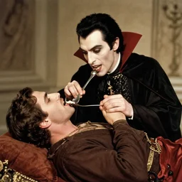 old photo of dracula feasting on a person