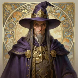 portrait of a wizard, solarpunk, retrofuturist! intricate, elegant, highly detailed, ray tracing, digital painting, artstation, concept art, smooth, sharp focus, illustration, art by artgerm and alphonse mucha, 8 k
