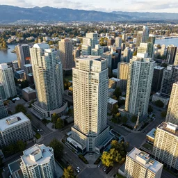 vancouver, realistic photography, drone shot