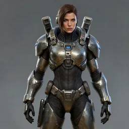an portrait of woman in the assault powered armor, mass effect, trending on artstation, painted by greg rutkowski, render bioware, octane render, detailed